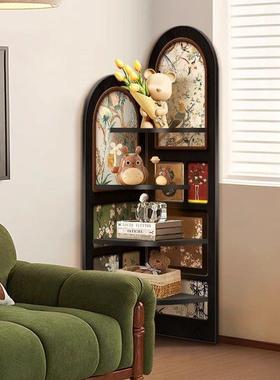 中古古风多层收纳置物架复RNG客厅墙角沙落地摆件角转发角三柜