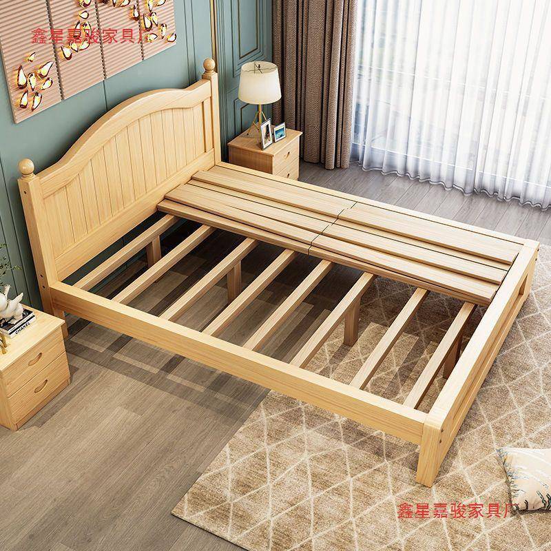 实木床1.5米现代简约HIZ欧式双人床.主卧大床18家m济型用1米单人