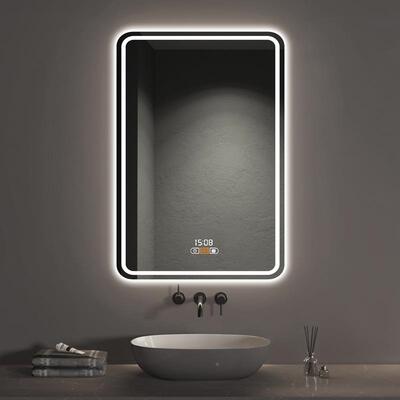 智能方镜摸屏除雾浴室镜子触卫间l生e妆d灯镜挂墙式JIZ化镜竖挂