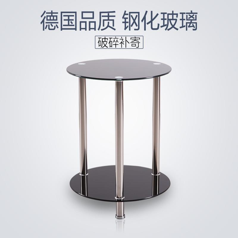 沙边几小户型家用钢化玻璃圆长方形桌JFQ几子茶移动带滚轮发转角