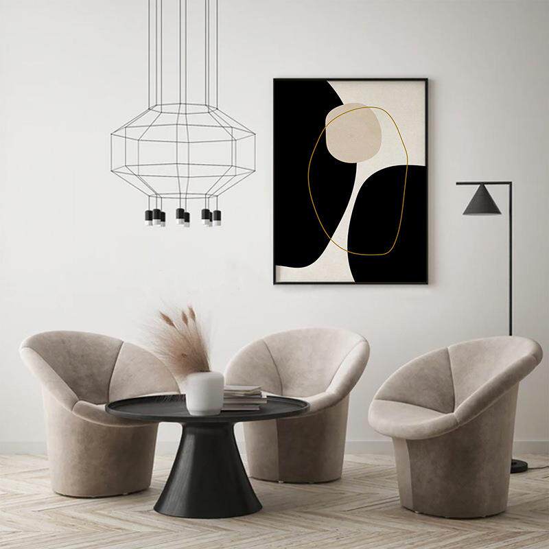 清地浊现代抽客厅象装饰黑白简约几何大UPT幅沙发落画卧室玄关挂