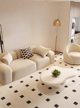 可网旋转单人休式闲椅设计师懒人沙发椅65411客厅法奶油风红椅防