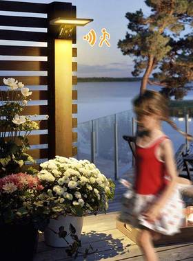 升级户外防雨水太院阳能壁灯LE款D人体感应灯用QOC照明家别墅庭灯