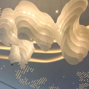 纯白云朵异形酒吊灯店大楼梯吊灯宴会PAM堂厅大水晶灯具型白云非
