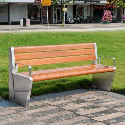 公园户休外长锈椅公园椅不钢塑木广场座条椅小区闲排椅室外庭院长