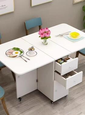 餐饭简桌子折叠家用小TJS户型多功桌能长吃方形约易伸缩可移动圆