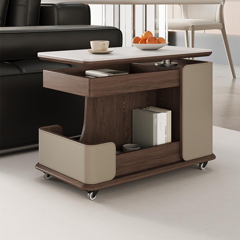 实木动智能移动茶小几推车家用全边几YII茶几小户型升降折叠可移