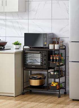 厨房调JIR料手推车用烤箱微波炉纳家带抽收屉调储物带轮味料置物