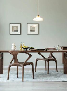 台南胡桃木餐桌实木工作YWD桌桌子家用茶长美方形现代简约原木书