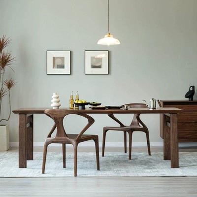 台南胡桃木餐桌实木工作YWD桌桌子家用茶长美方形现代简约原木书