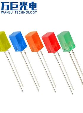 57方形插绿灯黄绿5光ECK形插件状态二极管异指示灯普绿色557方直