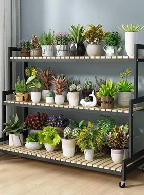 花置物架阳台架花子客厅落地式铁艺FUX阶式多层植架物多梯肉花盆