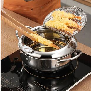 304 Stainless Steel Oil Pan Japanese Deep Frying Pot with