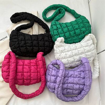 Quilted Pleated Shoulder Bags for Women Padded Bag Nylon Han