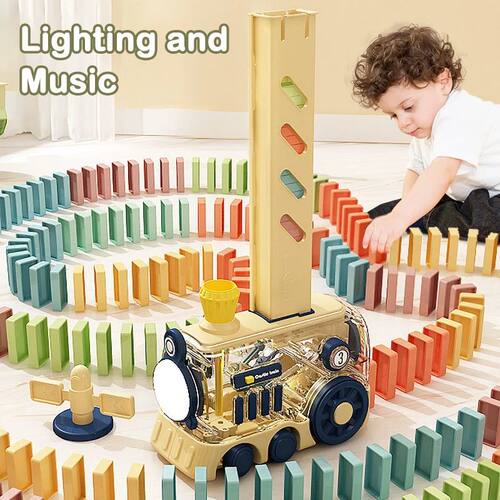 Kids Electric Domino Train Set Automatic Laying Colorful Dom