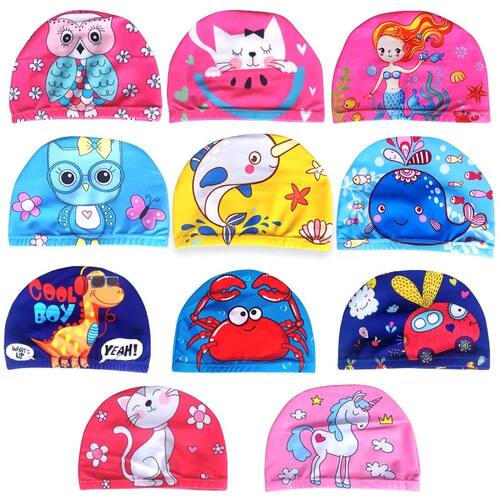 Swimming Cap for Children Elastic Fabric Cute Cartoon for
