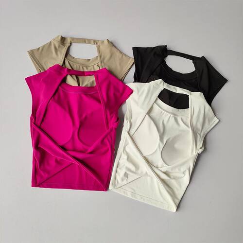 Sexy Short Backless Fixed Chest Pad Sports T-shirt Vest Wome