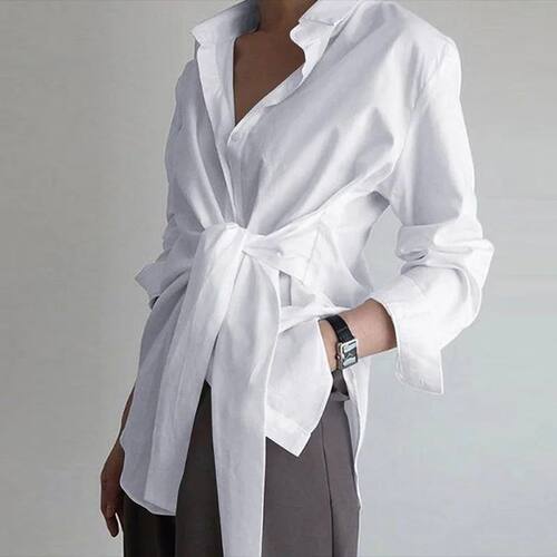 Slim Button White Shirt Women Fashion Tops Office Lady Shirt