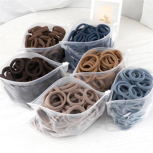 50PCS/Set Women Girls Basic Hair Bands 4cm Simple Solid Colo