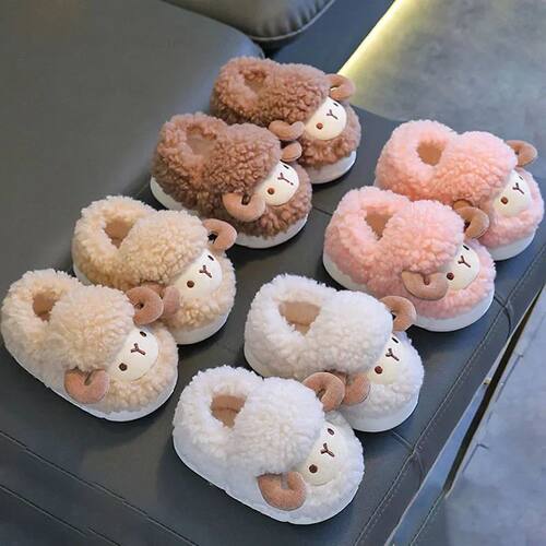 Winter Parent-child Warm Cotton Slippers Plush Children Cott