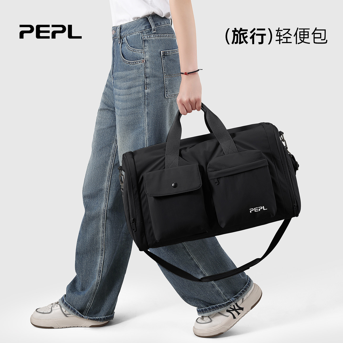 轻便女士新款手提旅行包大容量可折叠便携行李袋男运动健身斜挎包