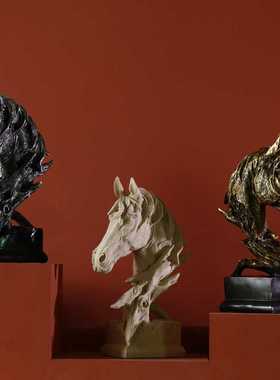 新款直销美式乡村复古工艺创意马头摆件家居饰品客厅电视机柜酒吧