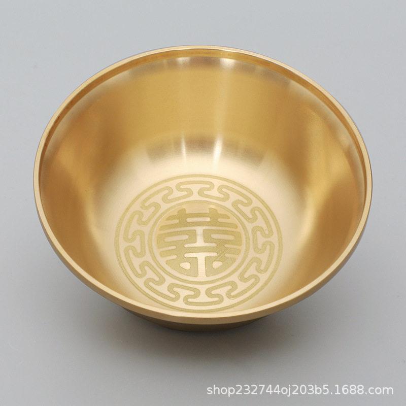 新款直销纯黄铜金碗饭碗聚喜盆聚盆家居工艺品纯铜摆件供水碗