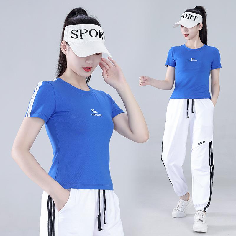 新款直销2023时尚夏天广场舞服装夏季新款短袖曳步舞跳舞运动服80