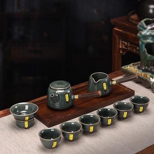 新款 家用客厅现代简约泡茶壶茶杯 直销日式 哥窑侧把壶功夫茶具套装