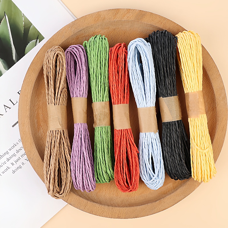 新款直销12色混装一包 2MM*10m单色包装绳 礼盒礼品装饰拉菲草纸