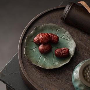 新款 手工家用复古陶瓷隔热垫茶托茶道配件 直销日式 窑变青野杯垫