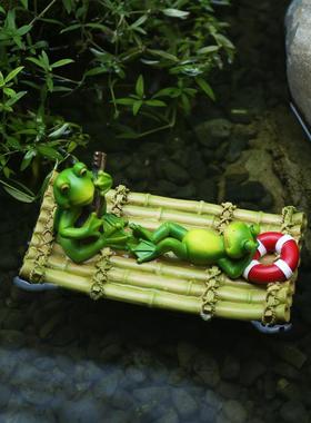 新款直销漂浮鸭子浮水青蛙摆件树脂仿真动物装饰品庭院花园水池鱼
