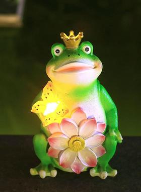 新款直销太阳能灯摆件青蛙工艺品户外花园草坪创意装饰品树脂摆设