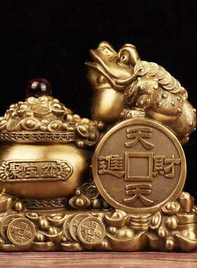 新款直销黄铜聚宝盆金蟾 铜金蟾摆件 工艺品家居摆件