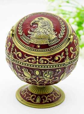 新款直销金属复古个性地球仪带盖烟灰缸送男友节日礼品酒店茶几摆