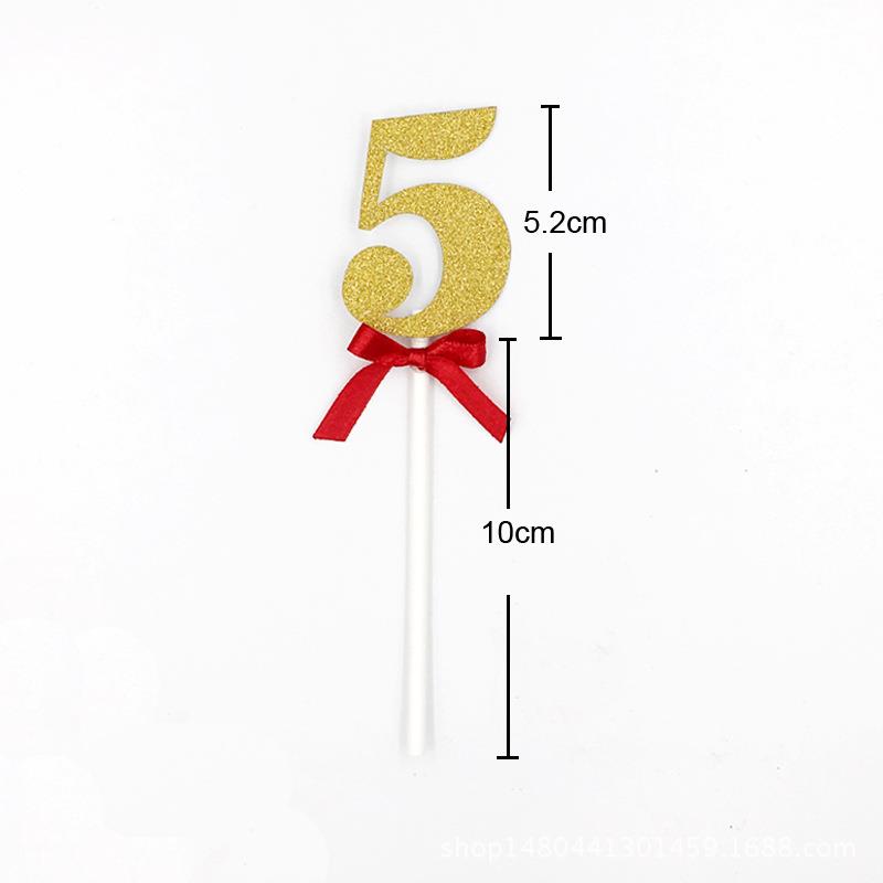 新款直销烘焙蛋糕装饰 新年 数字0-9粉色蝴蝶结 生日宴会蛋糕装饰