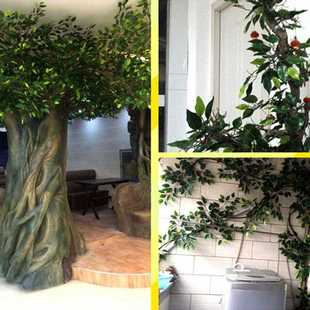 直销新款仿真榕树叶树枝工程假树园林装饰叶大型仿真植物树过胶假