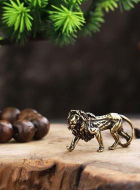 新款直销狮子小铜摆件黄铜实心狮子王宠钥匙扣微雕古玩铜器铜艺铜