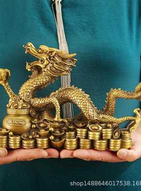 新款直销纯铜龙抓珠摆件 十二生肖金钱龙 聚宝盆汉龙家居玄关工艺