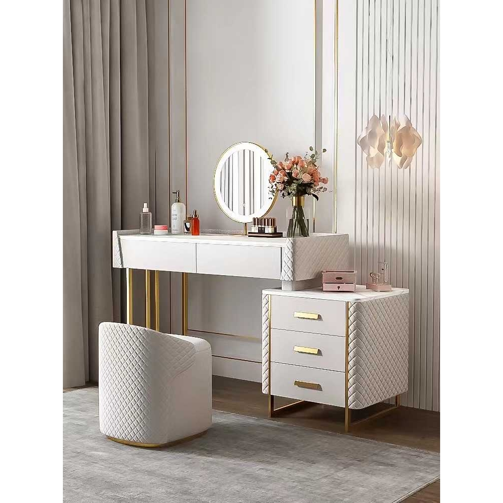 新款直销现代轻奢斗柜梳妆台一体翻盖化妆桌收纳柜网红ins风妆台8