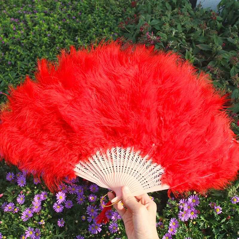 新款直销加厚25根全绒羽毛扇子舞蹈扇舞台演出旗袍走秀道具