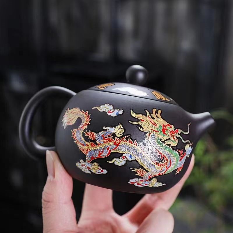 变色茶具龙凤呈祥茶壶紫砂壶凤鸣壶西施壶N高温变色中式功夫茶具