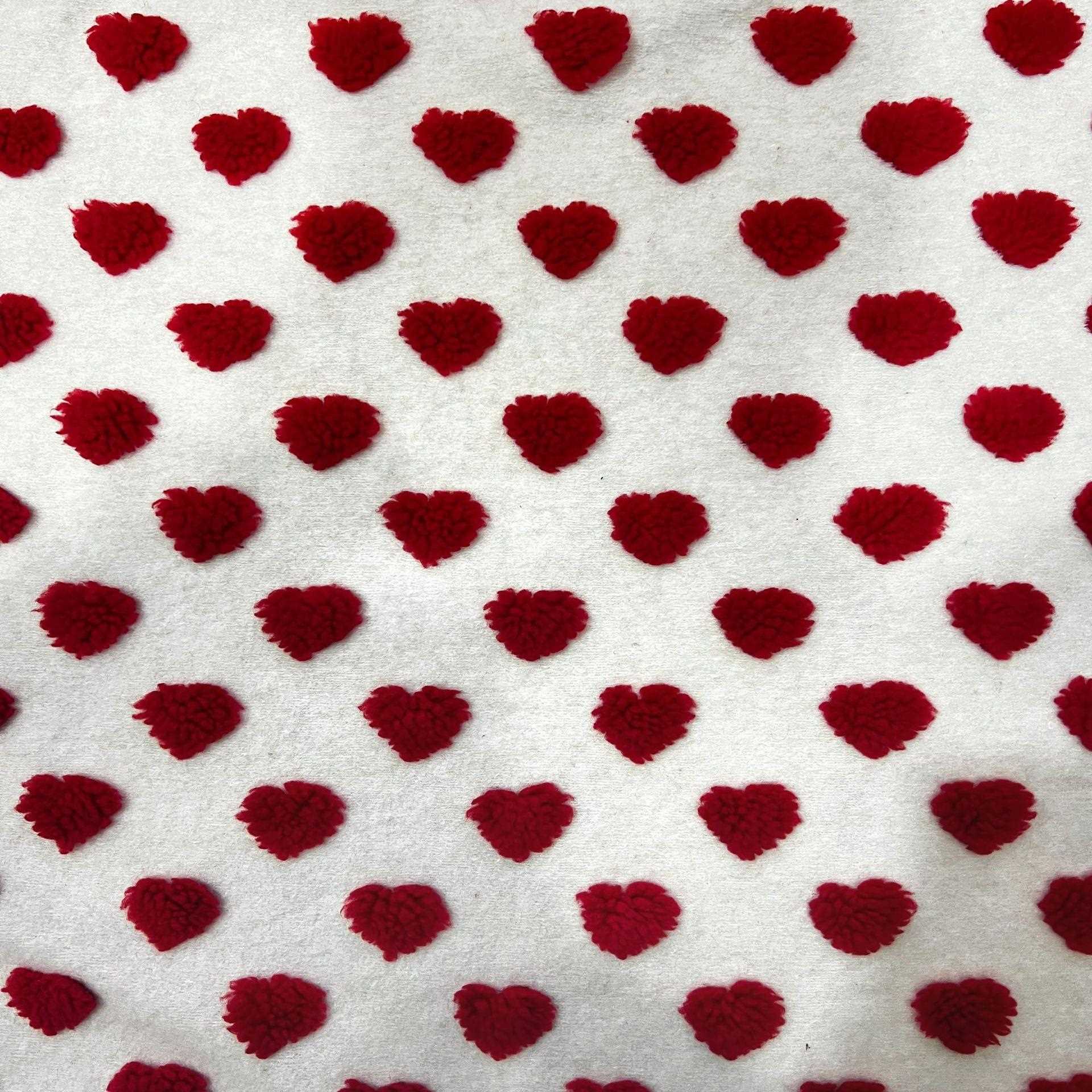 新款直销现货羊羔绒提花布料 花束包装童装布料 反吹风爱心提花面