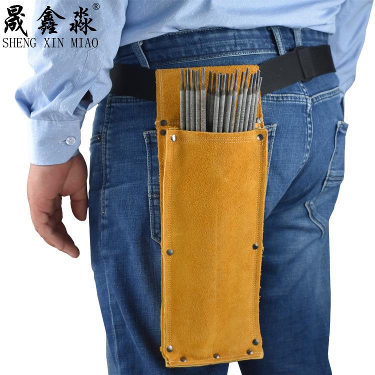 新款直销亚马逊款牛皮加厚腰袋高空五金腰包电焊工防烫耐磨焊条工