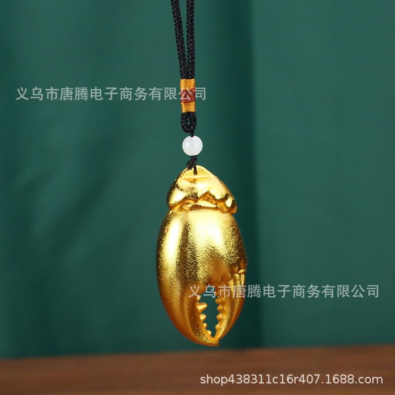 新款直销手中有钱手把件纯铜招米手里有钳螃蟹钳手上有钱黄铜摆件