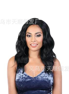 新款直销假发女长发 自然黑色全头套中长款微卷波浪假发套头套