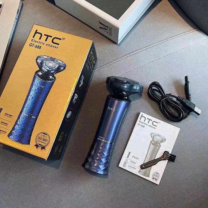 新款直销亚马逊跨境HTC电动剃须刀旋转式浮动4D全身水洗三刀头磨