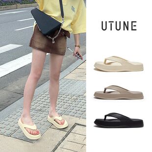 优调厚底增高人字拖女夏季外穿踩屎感拖鞋防滑夹脚沙滩凉拖男EVA