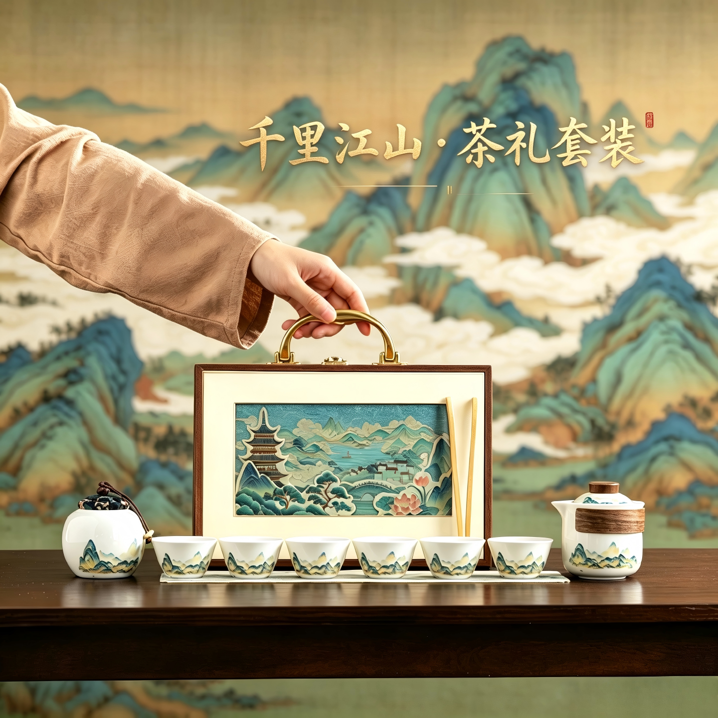 江山茶具礼盒套装整套茶具银行保险送客户伴手礼便携包定制logo