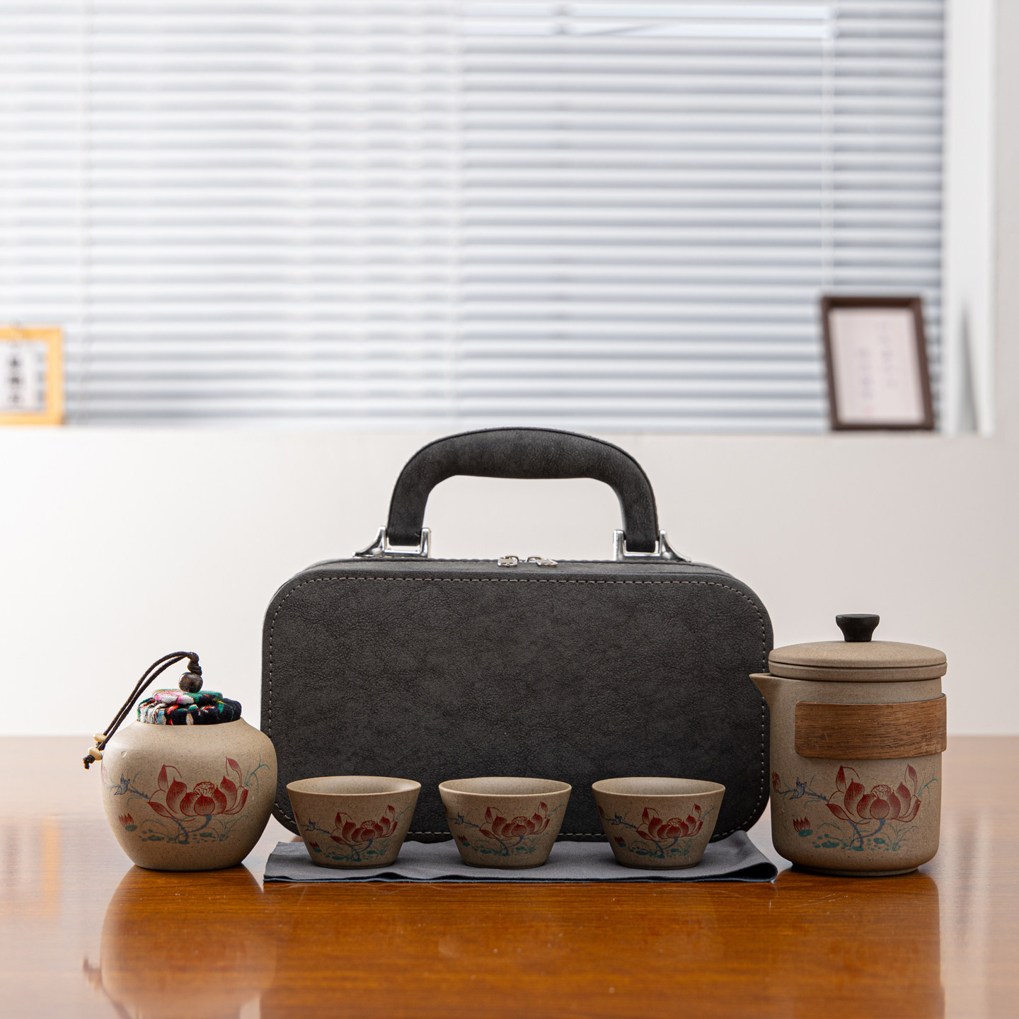 旅行茶具小套装粗陶快客杯公司开业活动定制logo送客户高档伴手礼